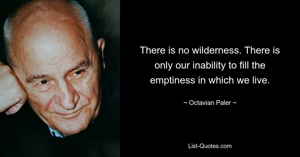 There is no wilderness. There is only our inability to fill the emptiness in which we live. — © Octavian Paler