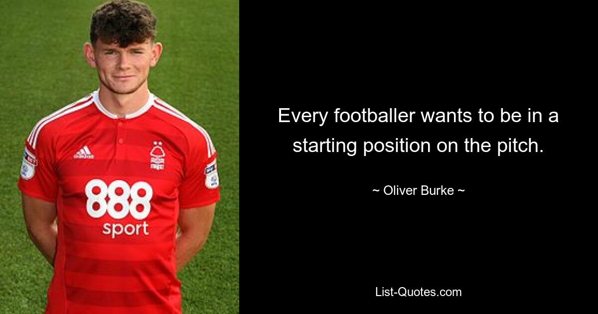 Every footballer wants to be in a starting position on the pitch. — © Oliver Burke