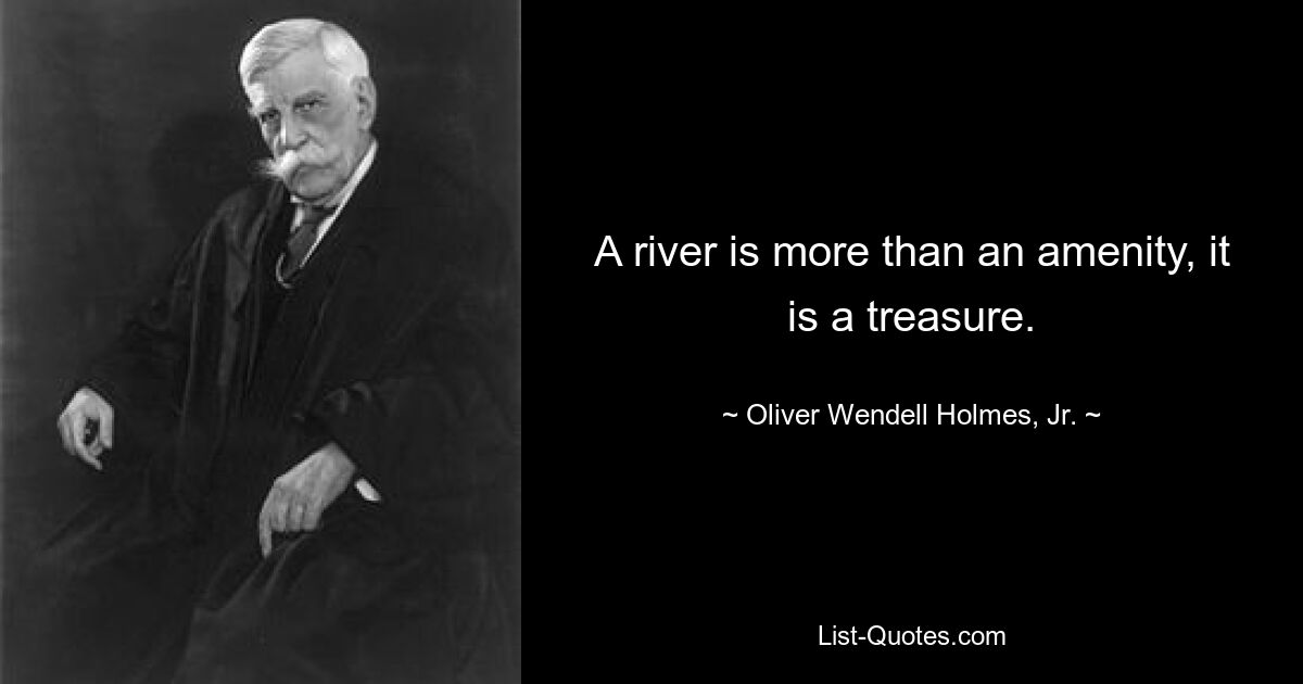 A river is more than an amenity, it is a treasure. — © Oliver Wendell Holmes, Jr.