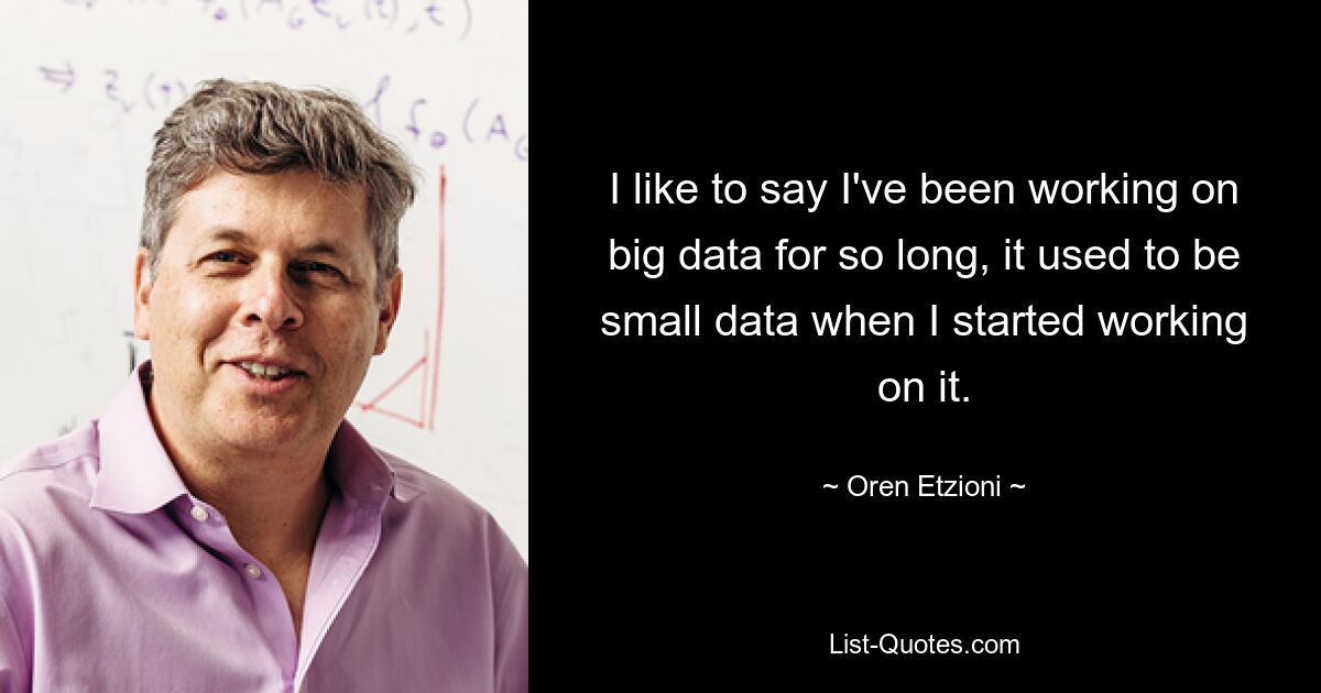 I like to say I've been working on big data for so long, it used to be small data when I started working on it. — © Oren Etzioni