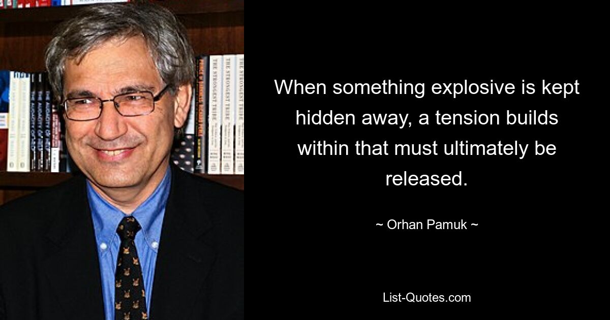 When something explosive is kept hidden away, a tension builds within that must ultimately be released. — © Orhan Pamuk