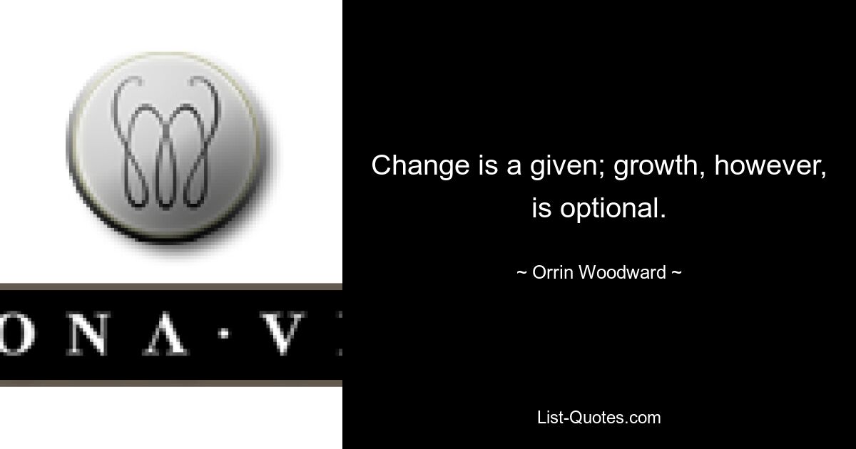 Change is a given; growth, however, is optional. — © Orrin Woodward