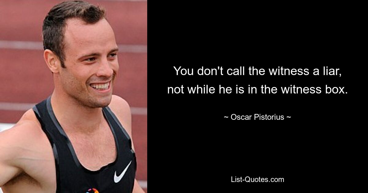 You don't call the witness a liar, not while he is in the witness box. — © Oscar Pistorius