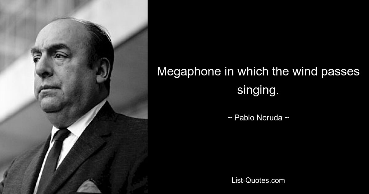 Megaphone in which the wind passes singing. — © Pablo Neruda