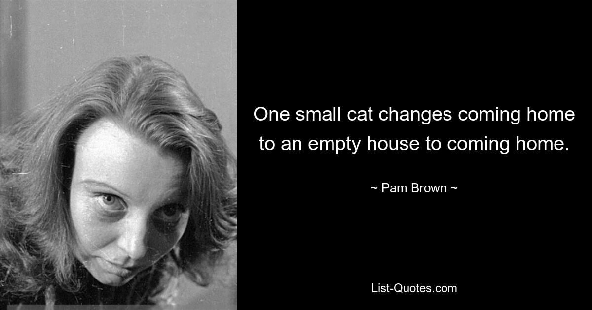 One small cat changes coming home to an empty house to coming home. — © Pam Brown