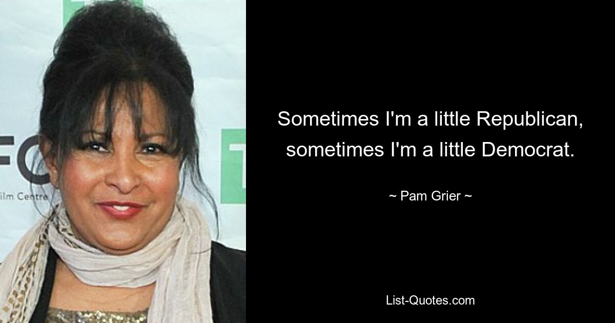 Sometimes I'm a little Republican, sometimes I'm a little Democrat. — © Pam Grier