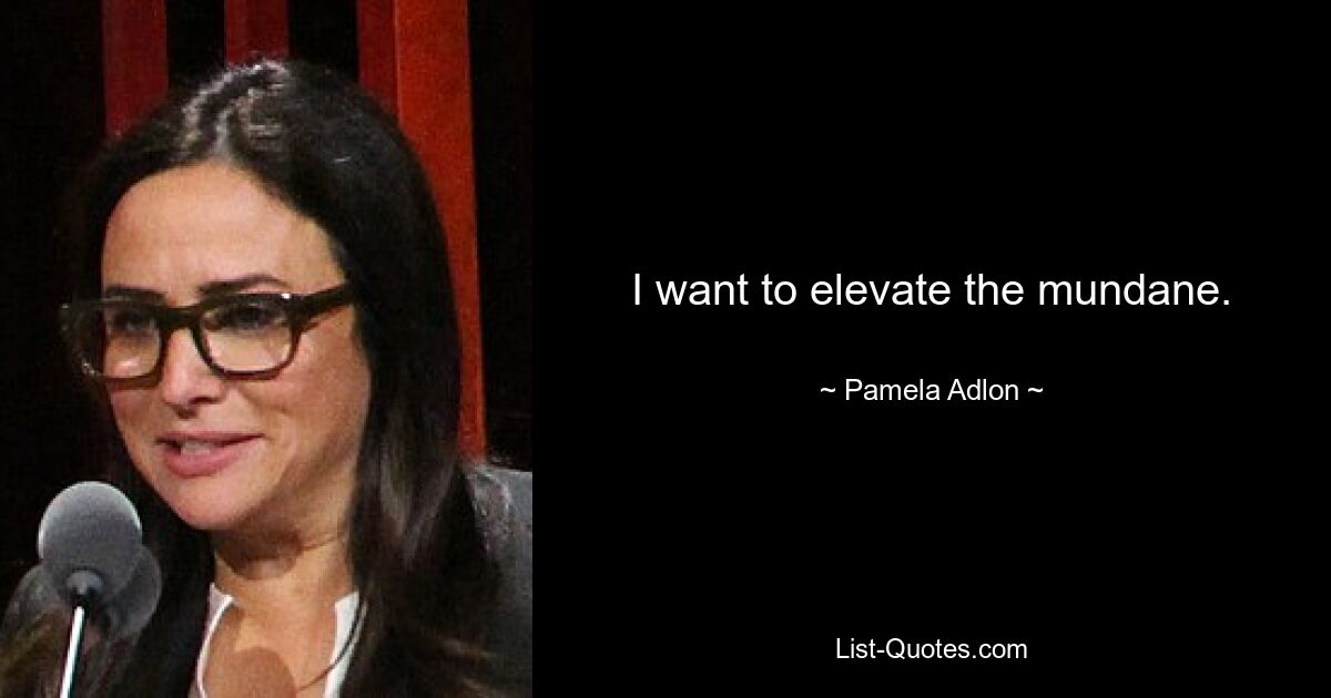 I want to elevate the mundane. — © Pamela Adlon