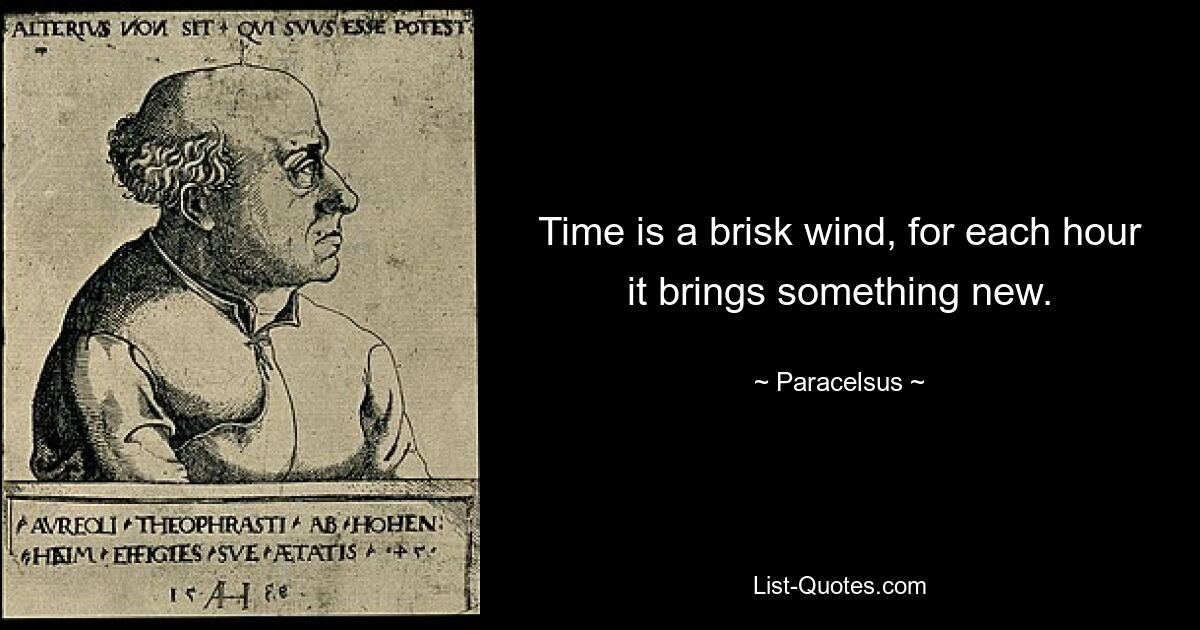 Time is a brisk wind, for each hour it brings something new. — © Paracelsus