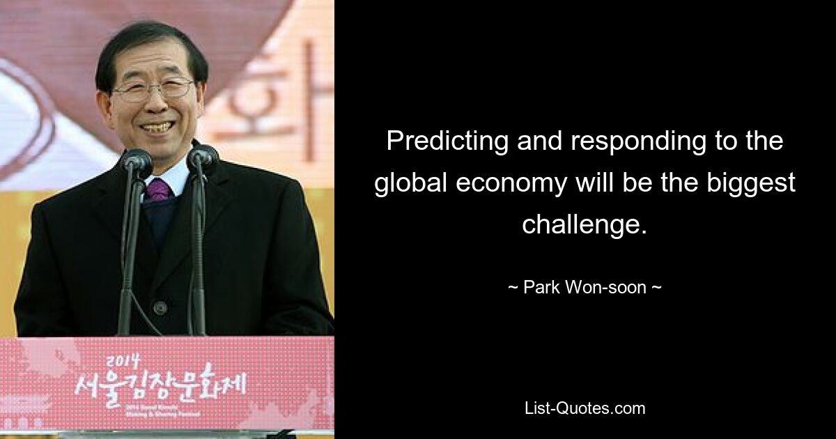 Predicting and responding to the global economy will be the biggest challenge. — © Park Won-soon