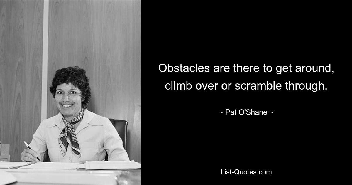 Obstacles are there to get around, climb over or scramble through. — © Pat O'Shane