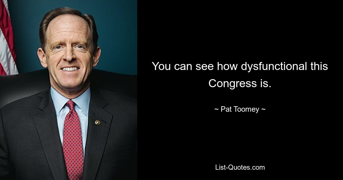 You can see how dysfunctional this Congress is. — © Pat Toomey