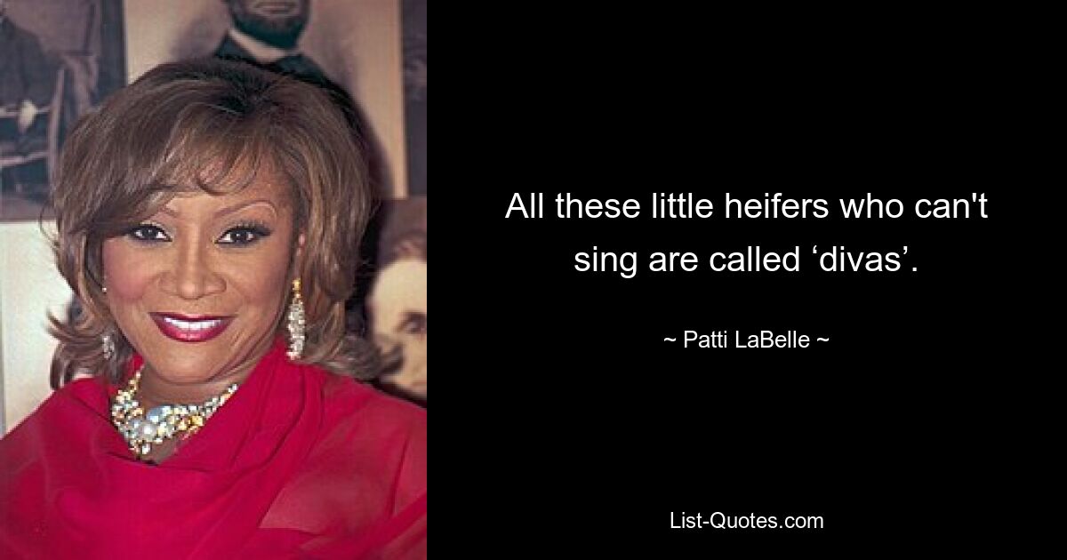 All these little heifers who can't sing are called ‘divas’. — © Patti LaBelle