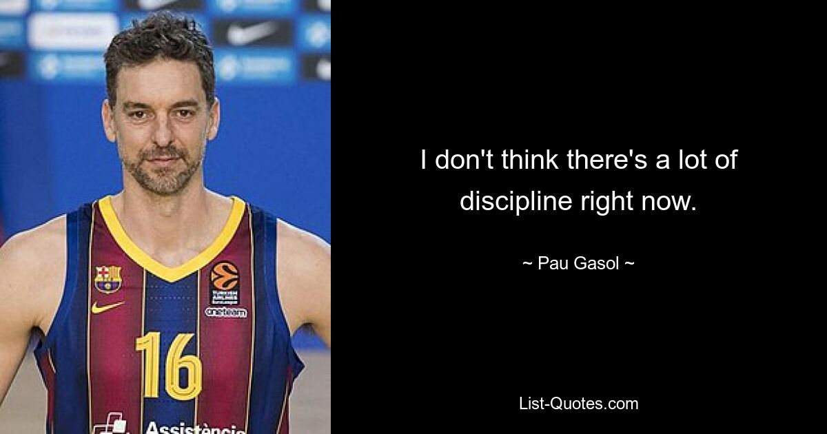 I don't think there's a lot of discipline right now. — © Pau Gasol