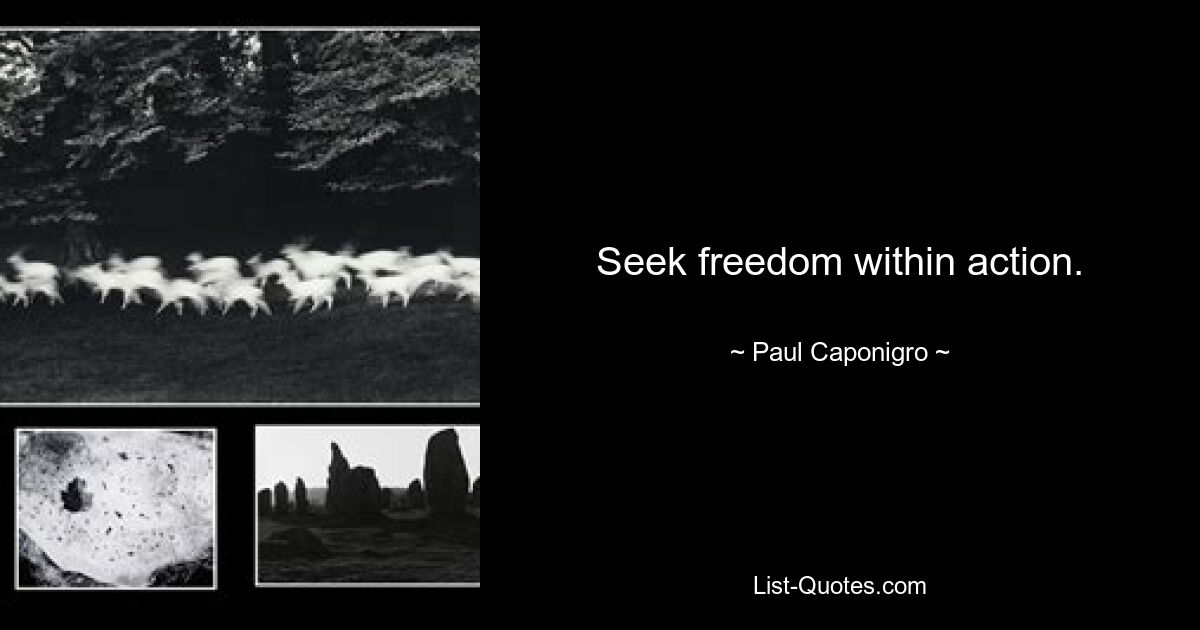 Seek freedom within action. — © Paul Caponigro