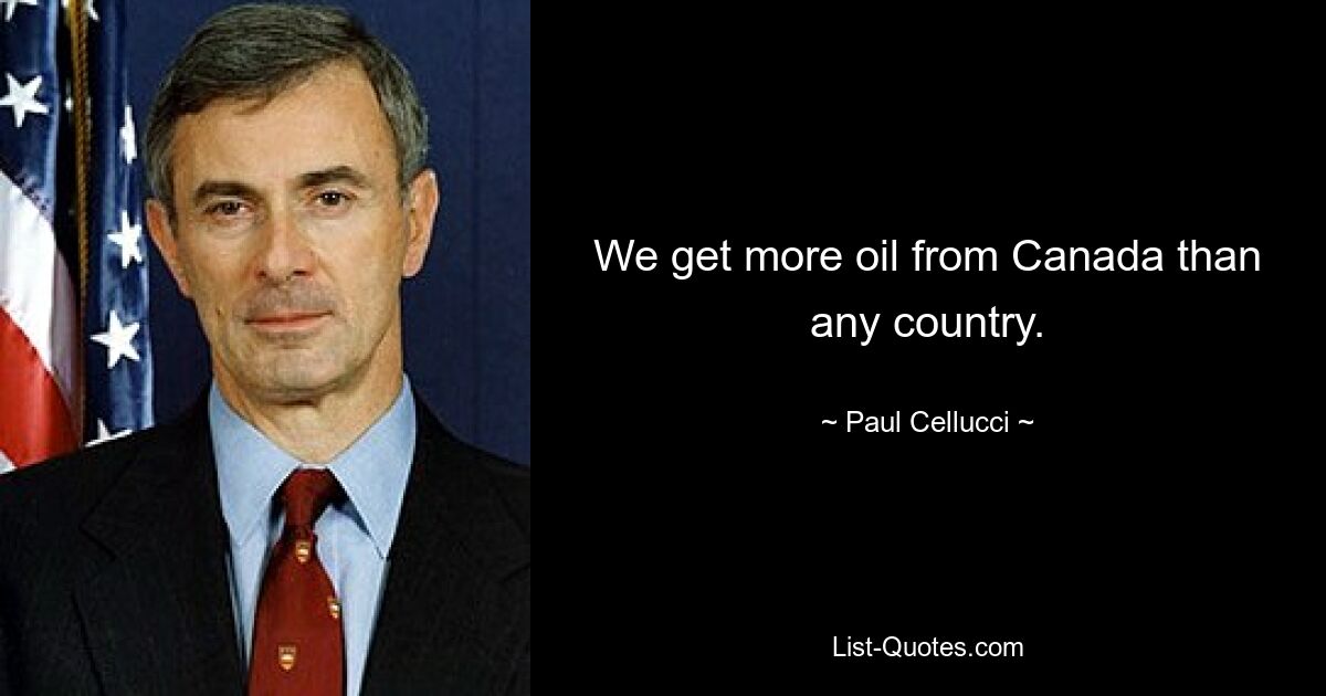 We get more oil from Canada than any country. — © Paul Cellucci