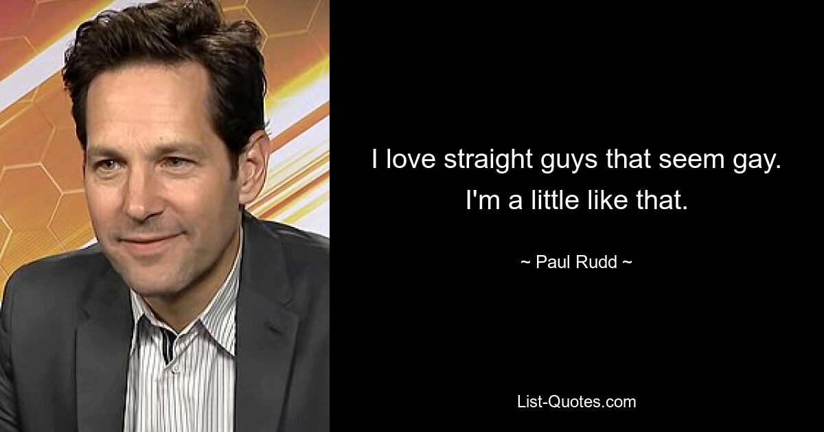 I love straight guys that seem gay. I'm a little like that. — © Paul Rudd