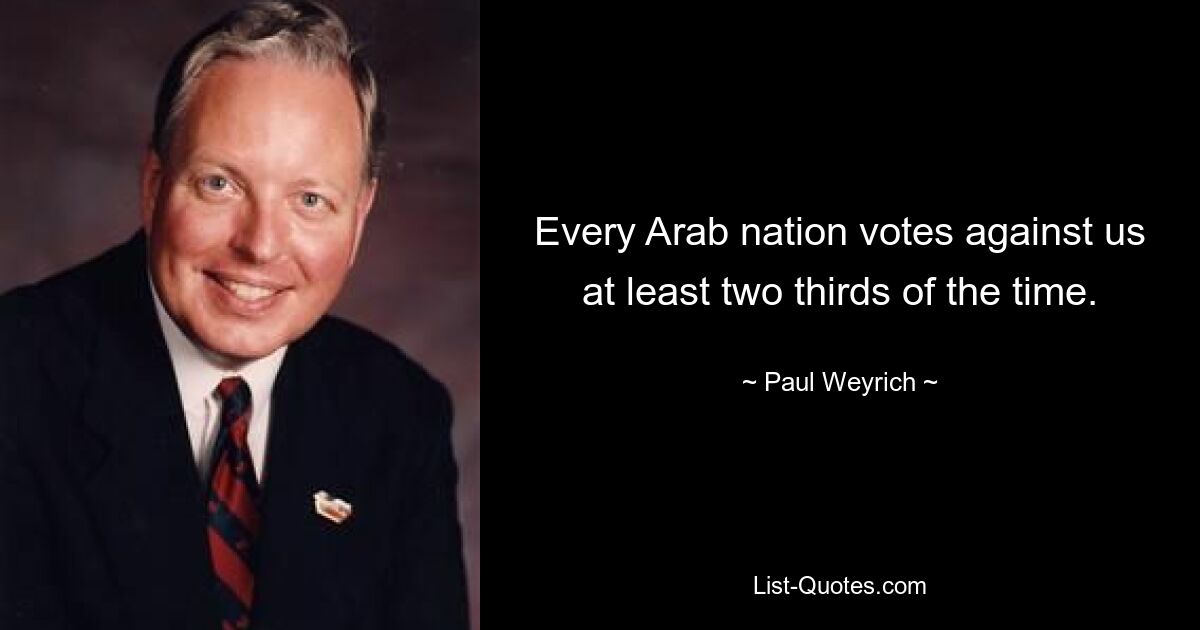 Every Arab nation votes against us at least two thirds of the time. — © Paul Weyrich