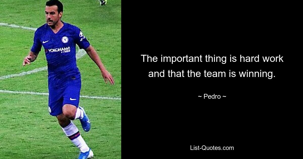 The important thing is hard work and that the team is winning. — © Pedro