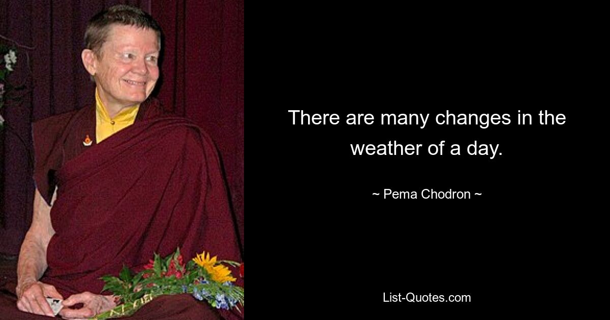 There are many changes in the weather of a day. — © Pema Chodron