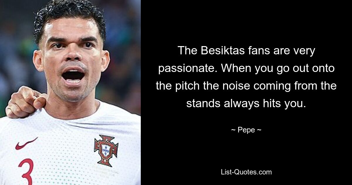 The Besiktas fans are very passionate. When you go out onto the pitch the noise coming from the stands always hits you. — © Pepe