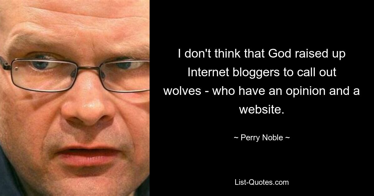 I don't think that God raised up Internet bloggers to call out wolves - who have an opinion and a website. — © Perry Noble