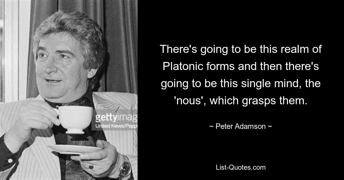 There's going to be this realm of Platonic forms and then there's going to be this single mind, the 'nous', which grasps them. — © Peter Adamson