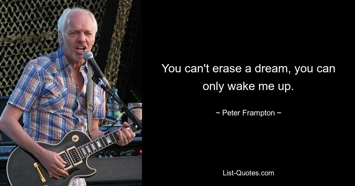 You can't erase a dream, you can only wake me up. — © Peter Frampton