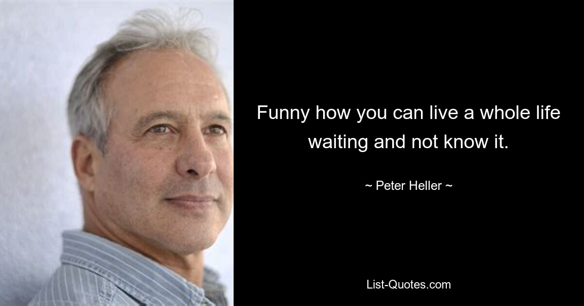 Funny how you can live a whole life waiting and not know it. — © Peter Heller