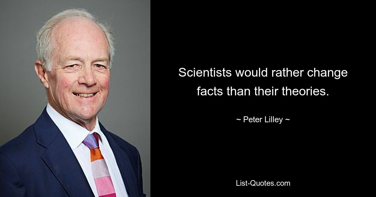 Scientists would rather change facts than their theories. — © Peter Lilley