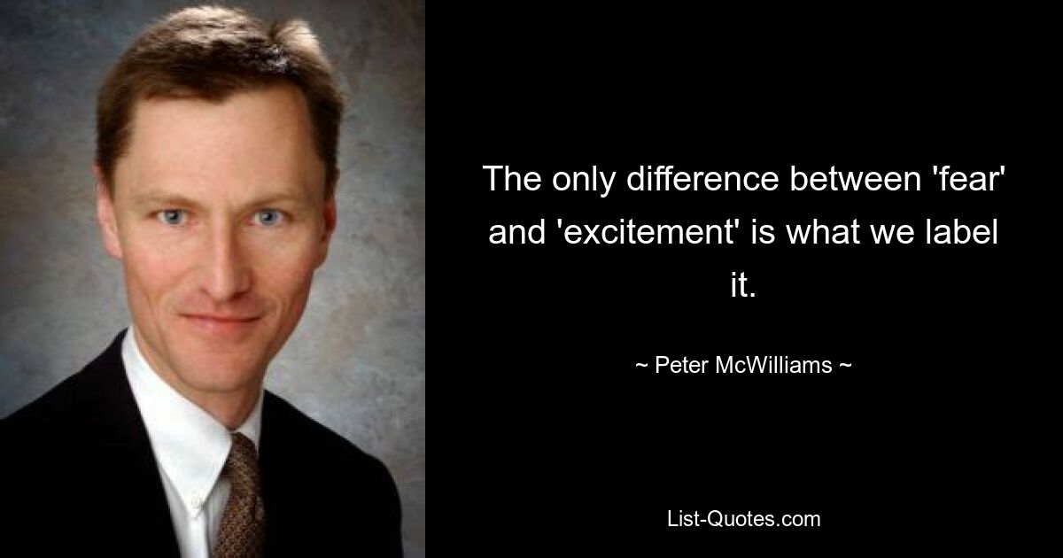 The only difference between 'fear' and 'excitement' is what we label it. — © Peter McWilliams