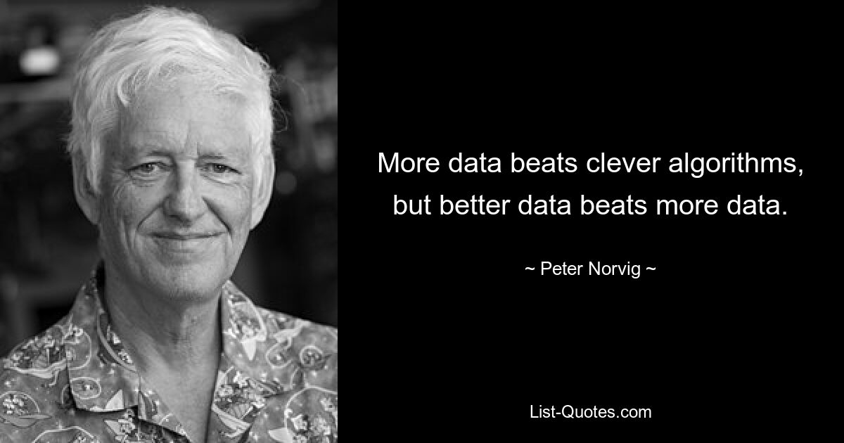 More data beats clever algorithms, but better data beats more data. — © Peter Norvig