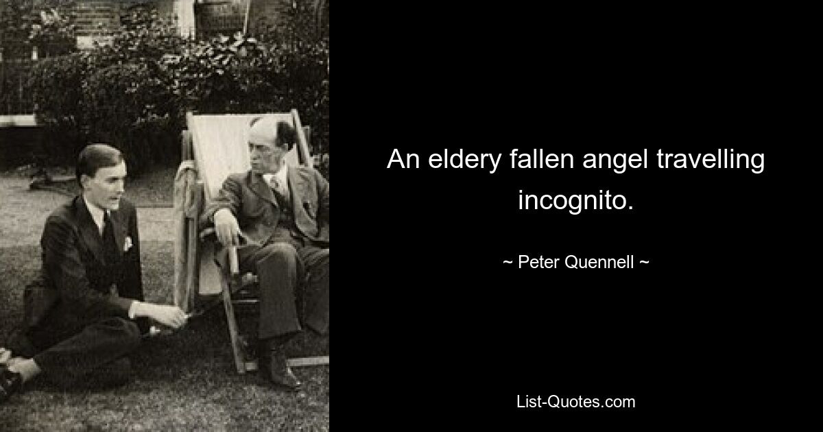 An eldery fallen angel travelling incognito. — © Peter Quennell