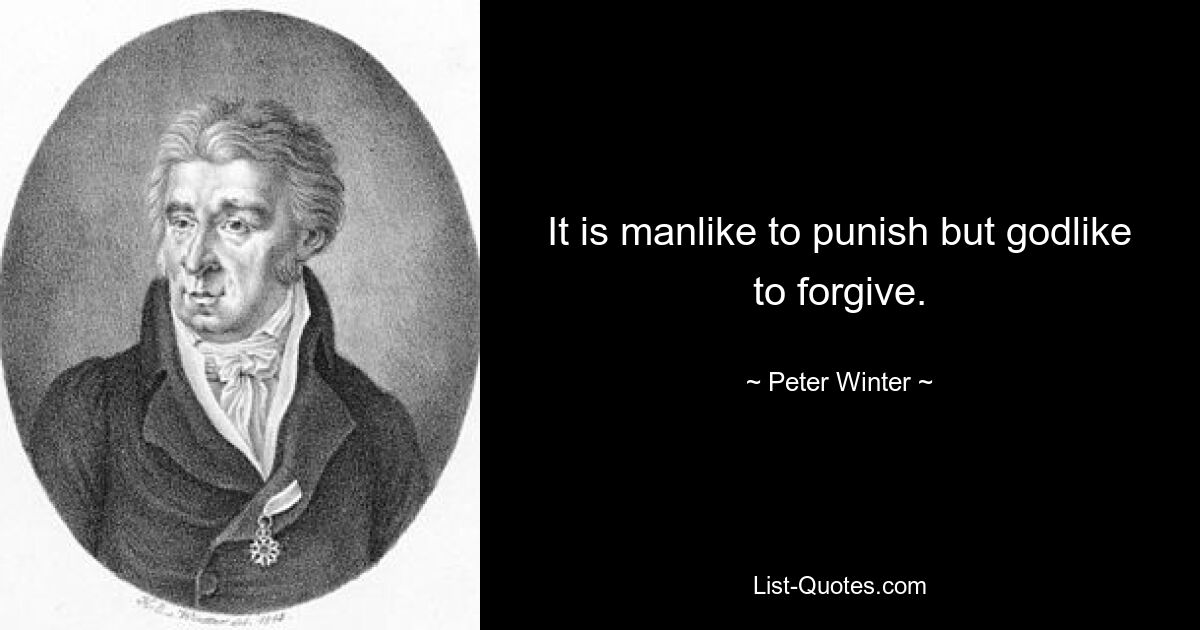 It is manlike to punish but godlike to forgive. — © Peter Winter