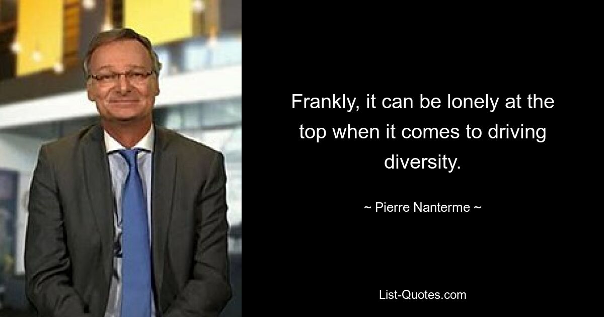 Frankly, it can be lonely at the top when it comes to driving diversity. — © Pierre Nanterme