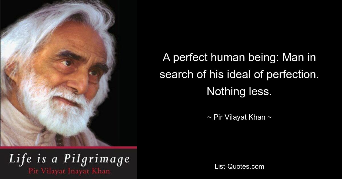 A perfect human being: Man in search of his ideal of perfection. Nothing less. — © Pir Vilayat Khan