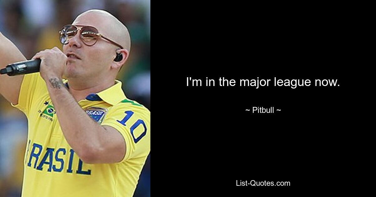 I'm in the major league now. — © Pitbull