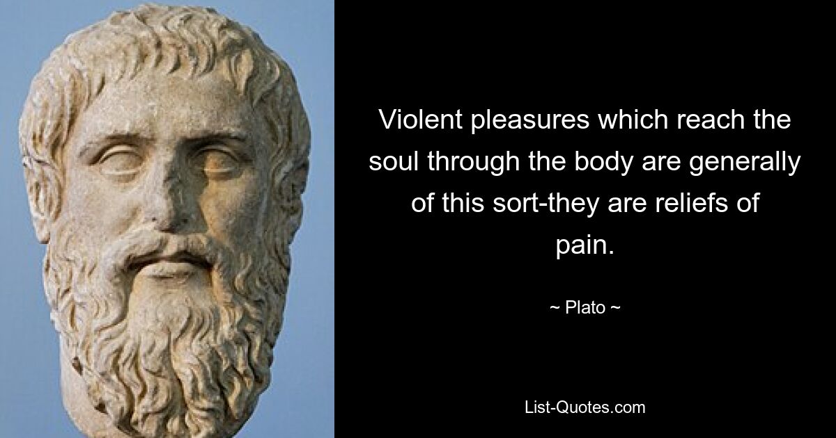 Violent pleasures which reach the soul through the body are generally of this sort-they are reliefs of pain. — © Plato