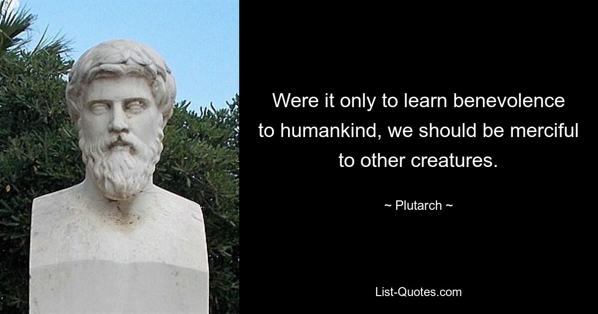 Were it only to learn benevolence to humankind, we should be merciful to other creatures. — © Plutarch