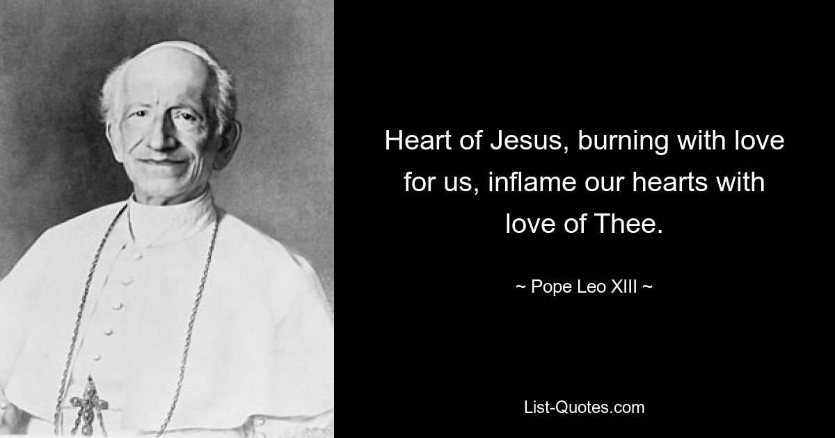 Heart of Jesus, burning with love for us, inflame our hearts with love of Thee. — © Pope Leo XIII