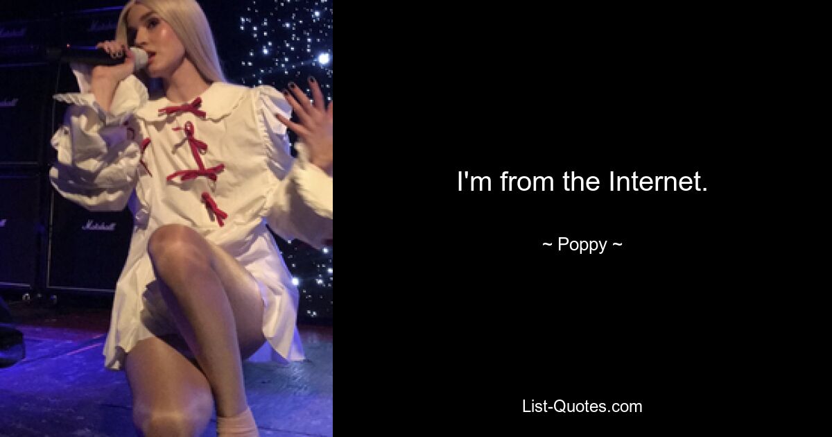 I'm from the Internet. — © Poppy