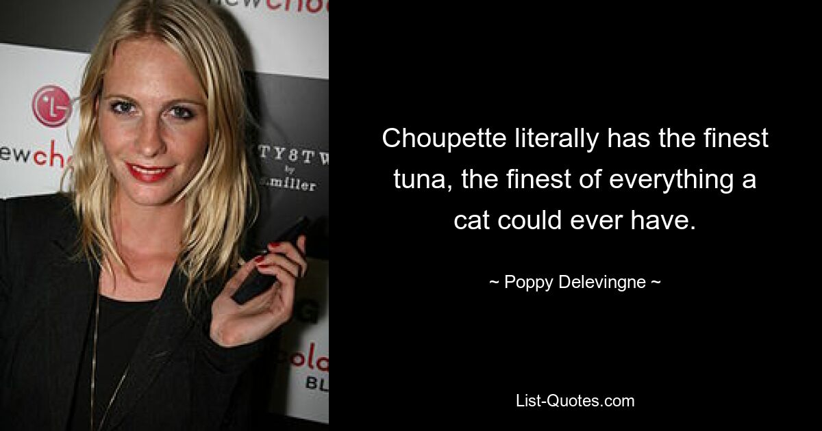 Choupette literally has the finest tuna, the finest of everything a cat could ever have. — © Poppy Delevingne