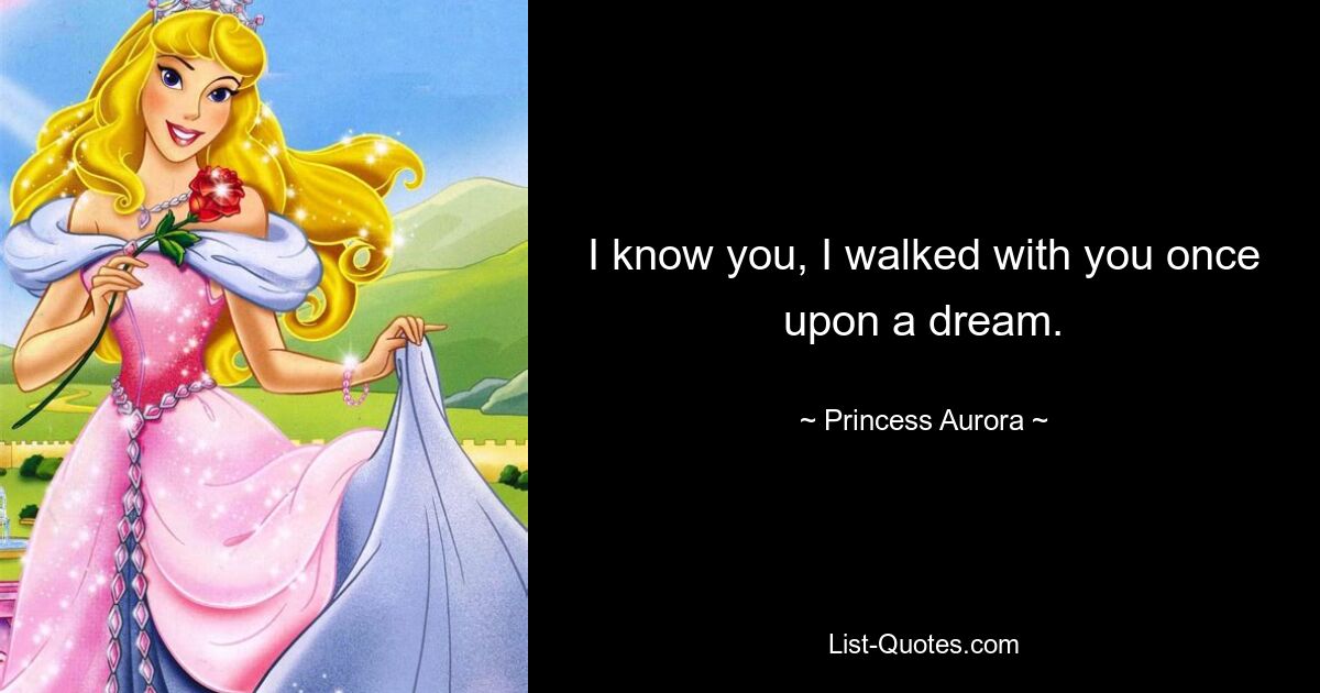 I know you, I walked with you once upon a dream. — © Princess Aurora