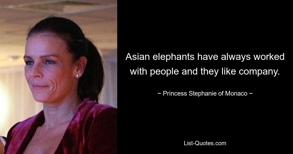 Asian elephants have always worked with people and they like company. — © Princess Stephanie of Monaco