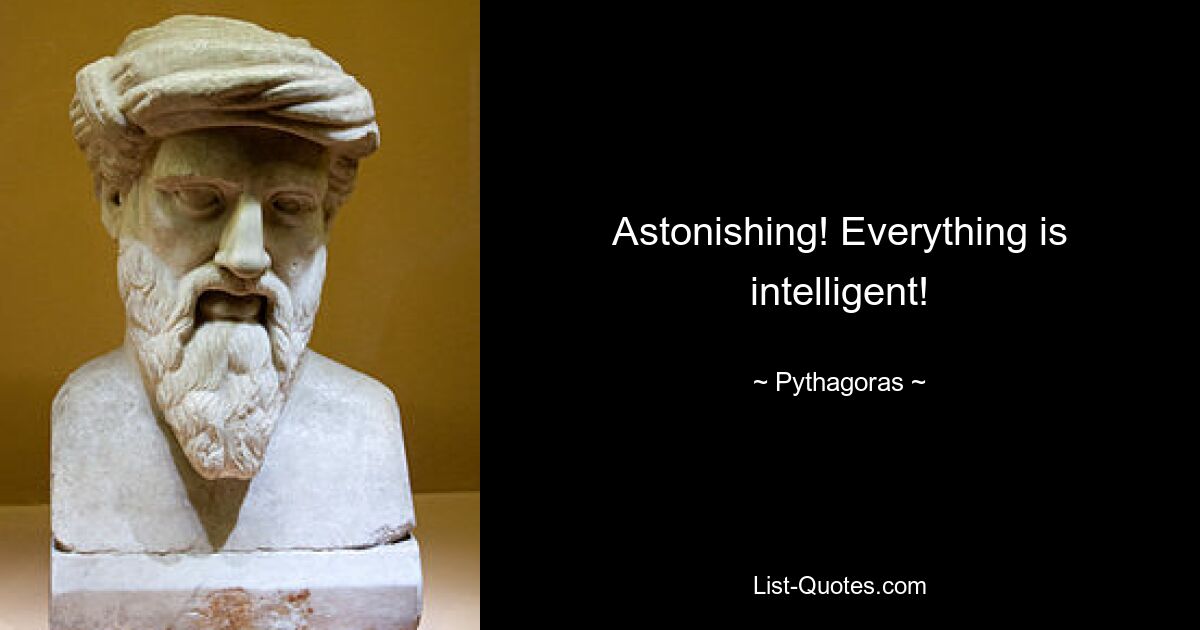 Astonishing! Everything is intelligent! — © Pythagoras