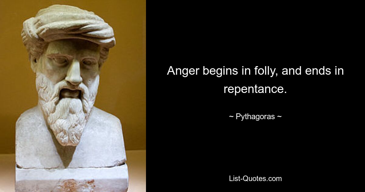 Anger begins in folly, and ends in repentance. — © Pythagoras