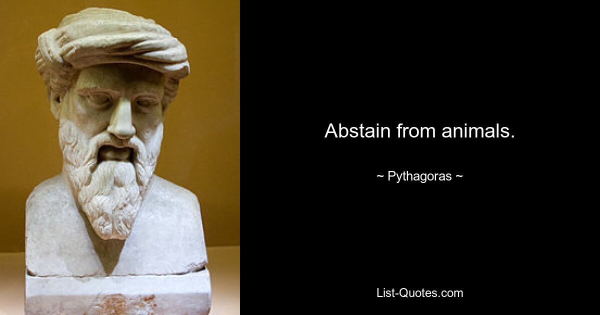 Abstain from animals. — © Pythagoras