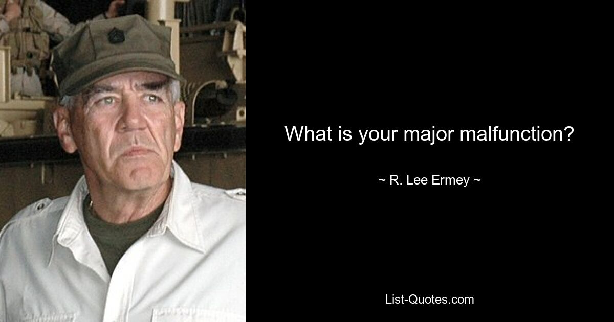 What is your major malfunction? — © R. Lee Ermey