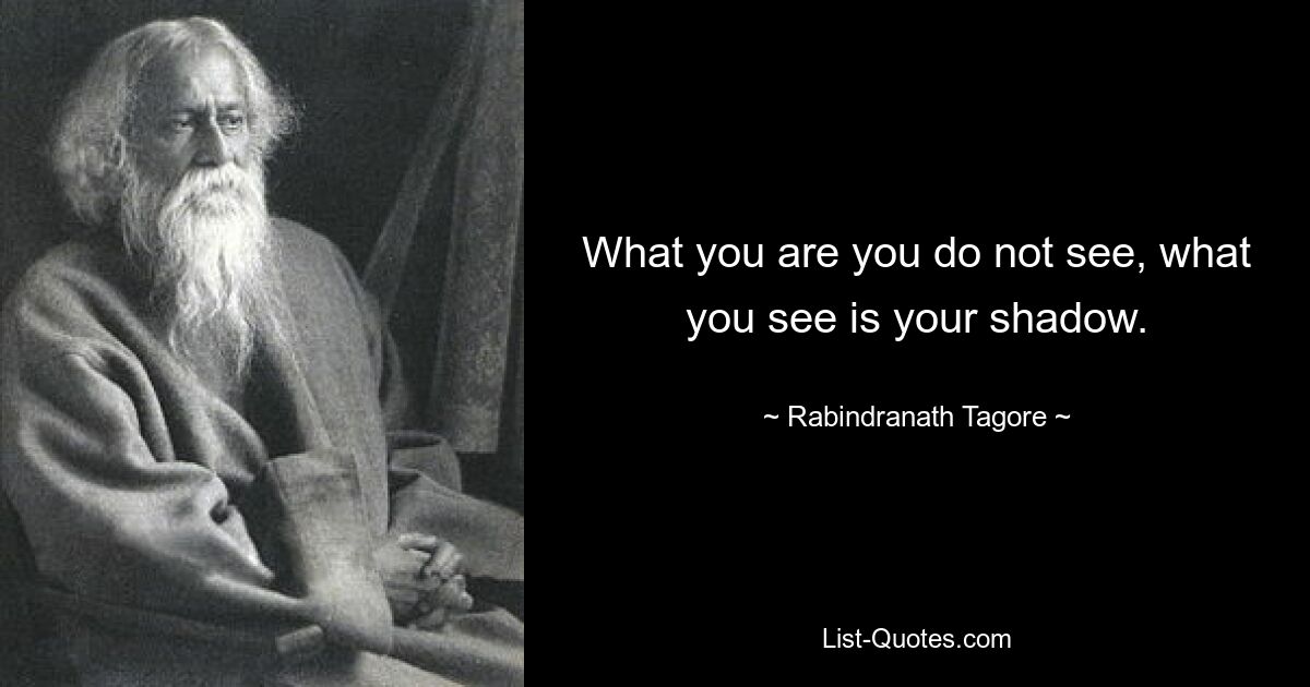 What you are you do not see, what you see is your shadow. — © Rabindranath Tagore