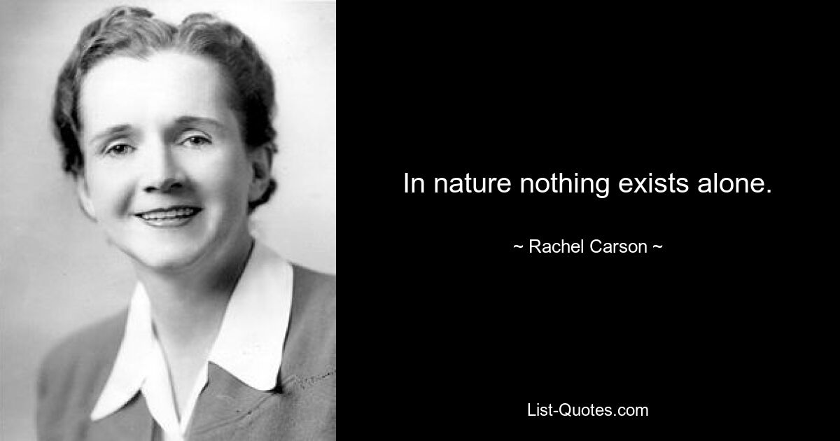 In nature nothing exists alone. — © Rachel Carson