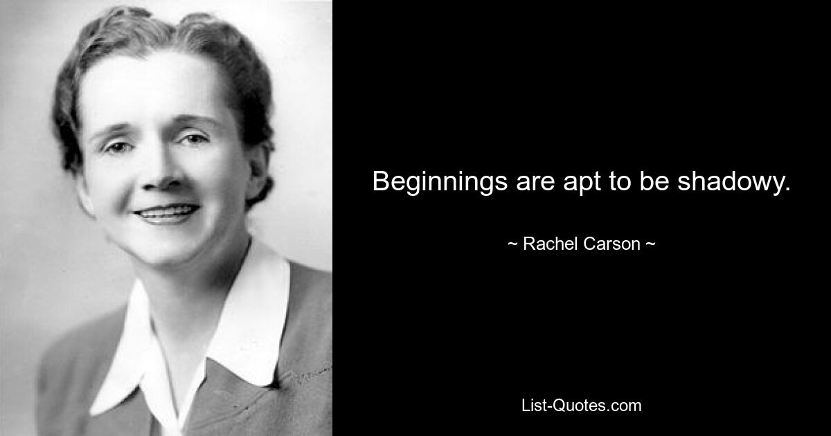 Beginnings are apt to be shadowy. — © Rachel Carson